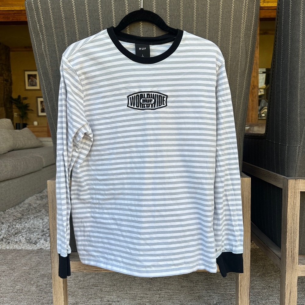 huf worldwide long sleeve stripped tee